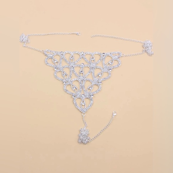 Silver Rhinestone Body Chain with rhinestone bikini Panty set. - Picture 7 of 7